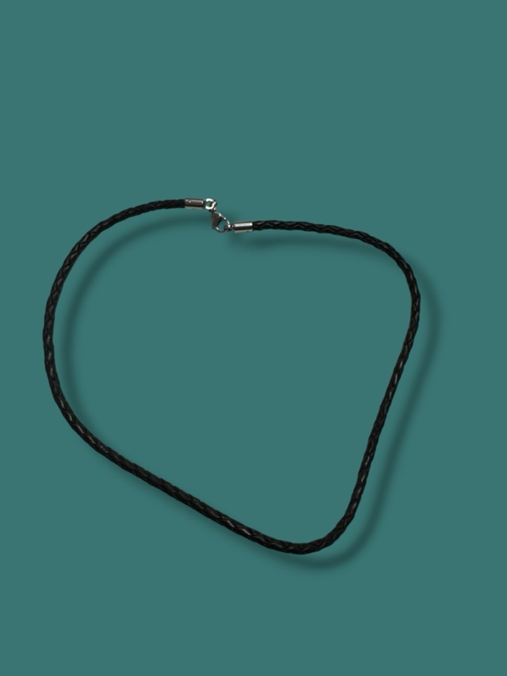 James Avery Retired Rare Black Braided Leather Necklace  15”  Steel